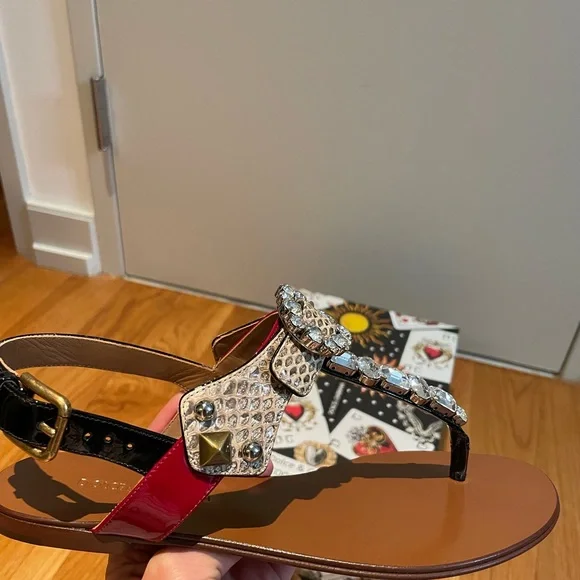 Dolce & Gabbana ceystal embellised thong flat  sandals Size 36 - Picture 8 of 10